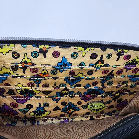 Sakroots Wallet Peace Pattern Coated Canvas Full Zip Around Divided Many Slots - Picture 7 of 8